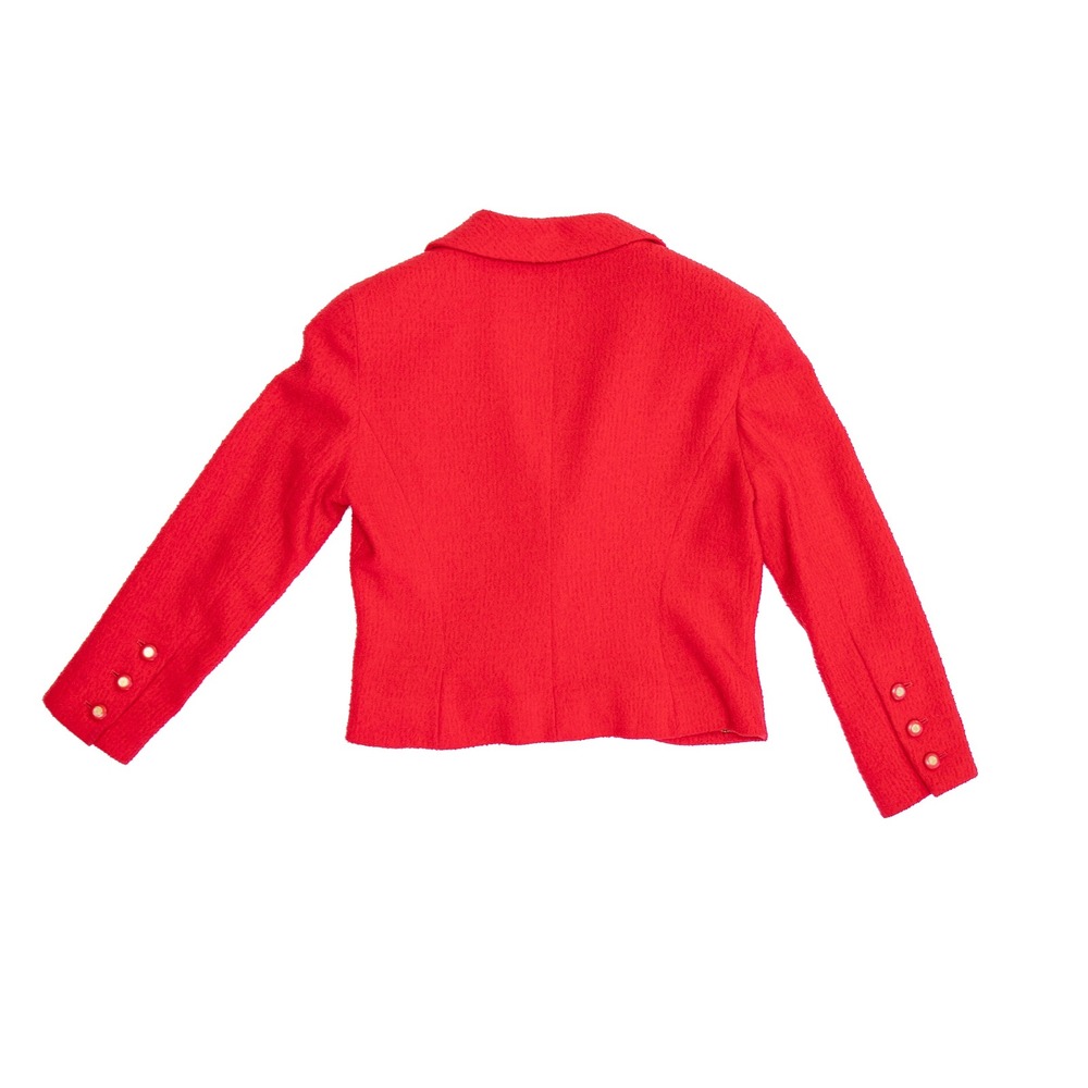 RARE Vintage CHANEL Runway Red Tweed Cropped Blazer  FR 36 US 4 - Picture 6 of 10